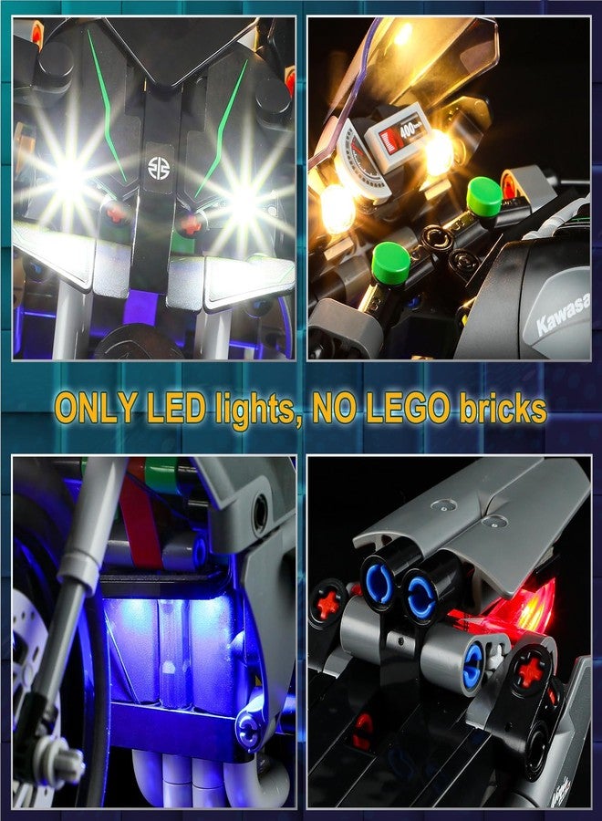Vaodest مصباح LED من Vaodest لمجموعة Lego 42170 Technic Kawasaki Ninja H2R Motorcycle، تصميم وتكوين متوافق مع الموديل 42170 (مصباح LED فقط، وليس مجموعة مكعبات البناء). - Image 4